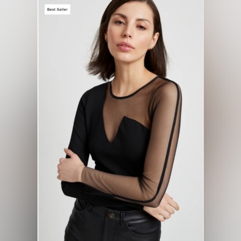 Marcella Black Sheer Sleeve Top, in great condition.